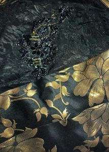 Black &amp; Golden Floral Net Long Gown / Anarkali Dre
