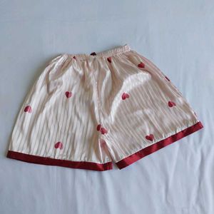 Satin Heart Print Pajama Shorts 💝