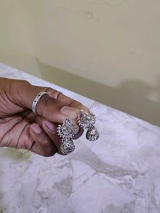 Oxidized Silver Peacock Jhumka Earrings
