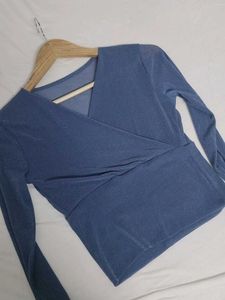 Sparkly Blue Wrap Top