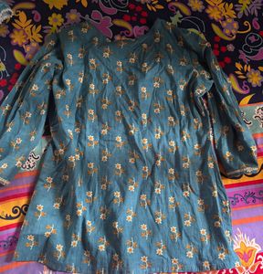 Blue Floral Print Kurta