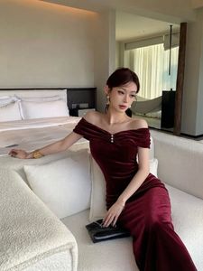 Elegant Velvet Off-Shoulder Gown