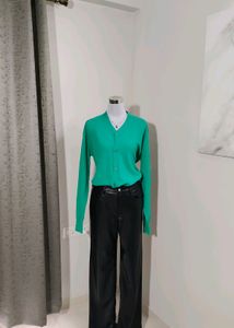 V Neck Woolen Fleece Cardigan