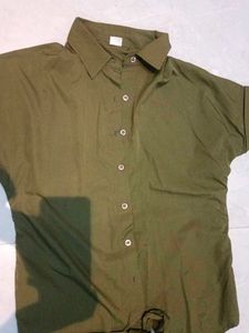 Olive Green Button-Up Shirt