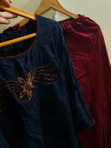 Elegant Blue top with Skirt Embellishments