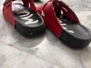 Red Double Strap Slide Sandals