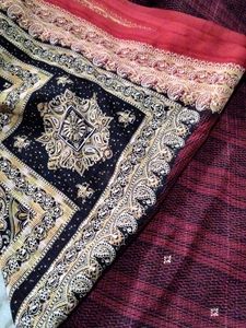Maroon &amp; Black Saree