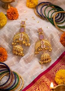 Gold plated kashmiri jhumka - festive party wear
