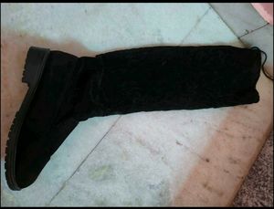 Black Suede Over-the-Knee Boots