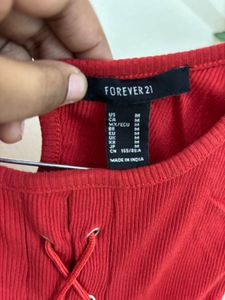 Forever 21 - Red Lace-Up Mini Dress