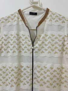 Sequins White &amp; Gold Kurta