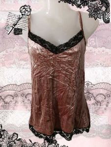 Y2K Velvet Lace Trim Cami Top