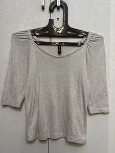 Stylish Light Grey 3/4 Sleeve Top