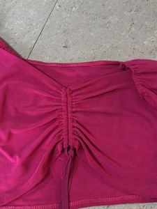 Hot Pink Ruched Crop Top
