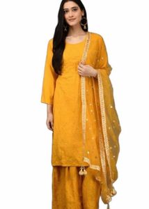 Elegant Yellow Kurta Set with Dupatta and palazzos