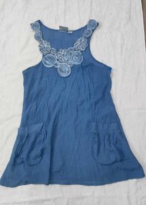 Boho Blue Linen Blend Dress