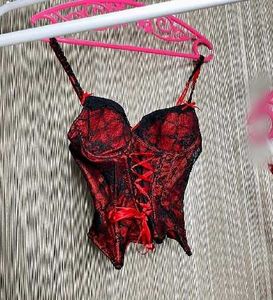 Red Lace Corset  Top
