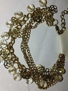 Gold Tone Charm Bracelet with Crystals