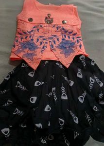 New Cute Pink Pleated Skirt and Top Set