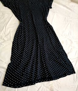 Navy Blue Polka Dot Midi Dress