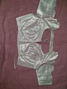 Elegant Silver Brocade Saree with Blouse -new item