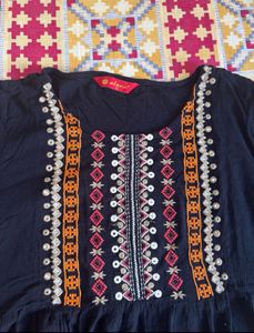 Embroidered Black Tunic Top