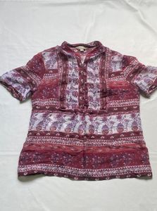 Boho Print Button-Up Blouse