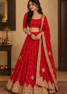 hand work Red Lehnga 3 Piece Set