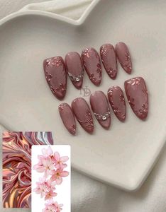 Rose Gold Floral Press-On Nails
