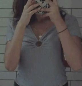 Cute Blue Ring Detail Top