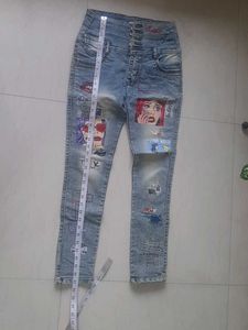 Stylish Hand-painted and embroidered Denim Jeans