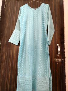 Elegant Sky Blue Chikankari Kurta