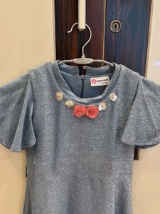 Sparkly Blue Party Dress with Embellishment