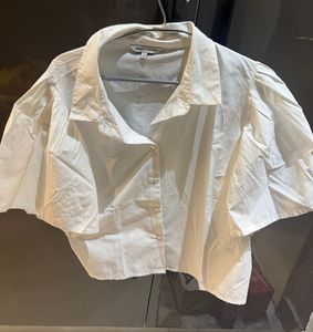 ONLY White Puff Sleeve Collared Shirt