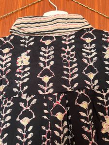 BlackPrinted  Kurta with gold embellishments
