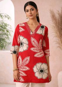 Red Floral Print Kurti