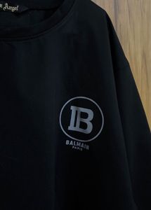 black balmain drop shoulder crop tshirt size