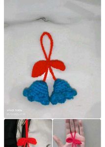 Handmade Crocheted Cherry bag charm