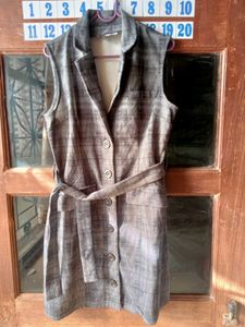 Plaid Sleeveless Button-Up Dress