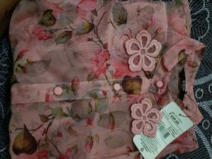 Sheer Floral Button-Up Blouse