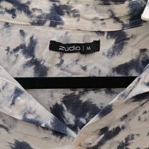 Zudio Tie-Dye Resort Shirt | White &amp; Navy