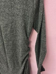 Chic Grey Ruched Dress