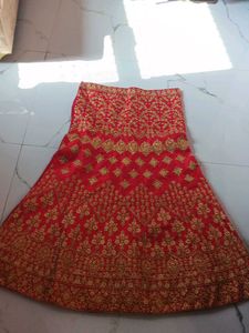 Red & Gold Embroidered Lehenga and dupatta