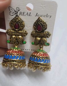 ✨ Navratri Vibrant Heritage Enamel Jhumkas ✨