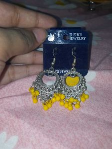 Yellow Jhumka Earrings