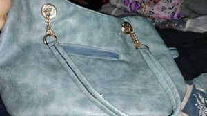 Blue Embellished Shoulder Bag