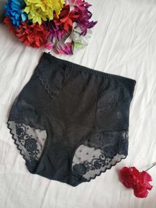High-Waisted Lace Trim Briefs