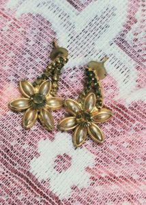 Gold Flower Dangle Earrings