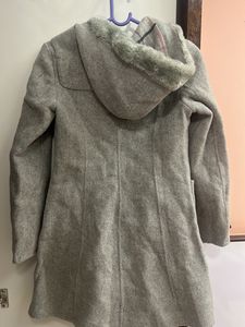 Women hooded woolen coat