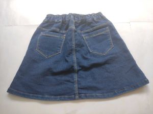 Classic Blue Denim Skirt with Elastic Comfort Wais